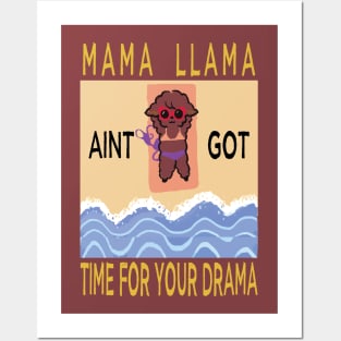 llama mama no drama beach Posters and Art